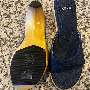 XOXO Dark Blue Denim Slide Sandals
